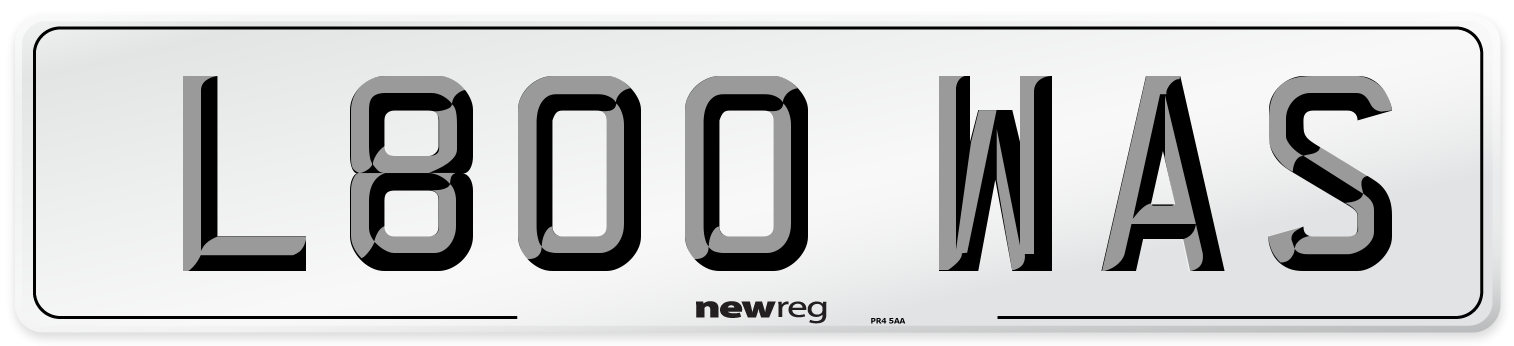 L800 WAS Number Plate from New Reg